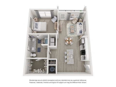 Floor plan for 1 bed, 1 bath, 794 sqft